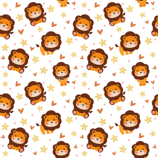 Pattern Bundle - Seamless 3D Pattern PBR Texture Featuring Cute Cartoon Lion Motifs with Playful Hearts an… texture preview