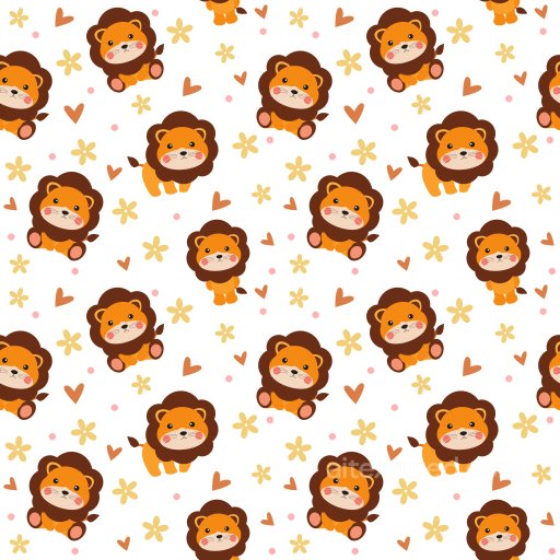 Pattern PBR Texture Featuring Cute Cartoon Lion Motifs with Playful Hearts and Flowers seamless Pattern Bundle PBR texture