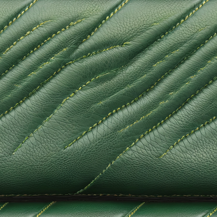 Quilted Pebbled Green Leather With Detailed Stitching seamless PBR texture preview
