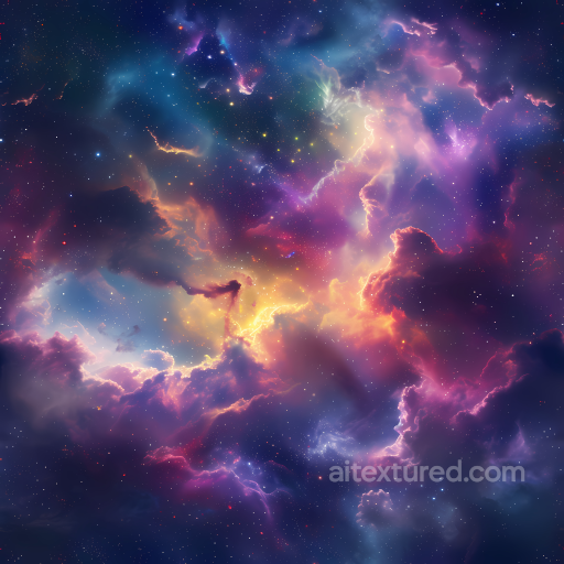 Space PBR Texture Featuring Vibrant Nebula and Colorful Cosmic Clouds seamless Star, space, planets PBR texture