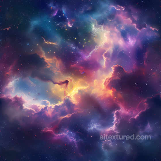 Space PBR Texture Featuring Vibrant Nebula and Colorful Cosmic Clouds Star, space, planets texture preview