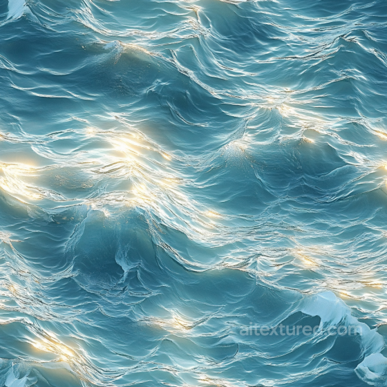 Water PBR Texture of Sunlit Ocean Surface with Detailed Wave Crests Water texture preview