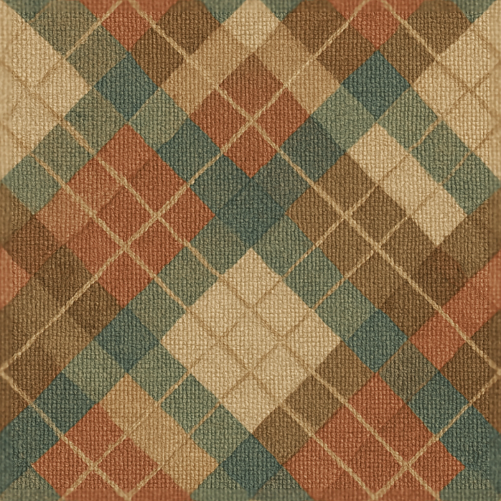 Retro Plaid Argyle Wallpaper With Textured Woven Basket Weave Finish seamless PBR texture preview