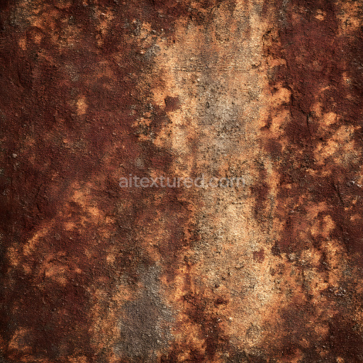 Seamless 3D Rusty Metal Cracked & Pitted PBR Texture in Warm Earth Tones