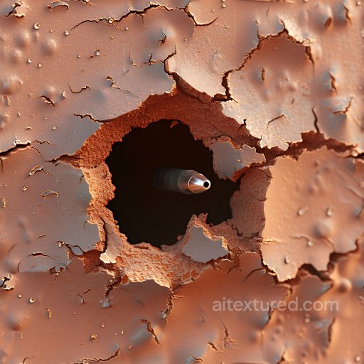 Cracked & Holes Texture of Rusty Metal with Cracks and Hole Damage seamless Cracked & Holes PBR texture