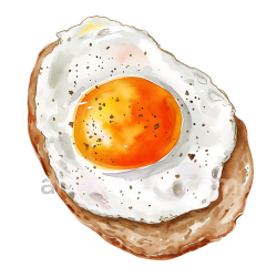 seamless Watercolor Illustration of Fried Egg on Toast for Breakfast texture 8k free download PBR