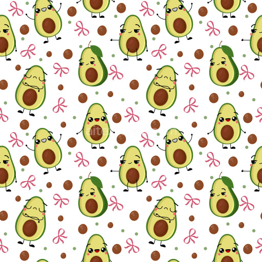 Pattern Bundle - Seamless 3D Pattern PBR Texture with Cute Avocado Characters and Playful Motifs texture preview