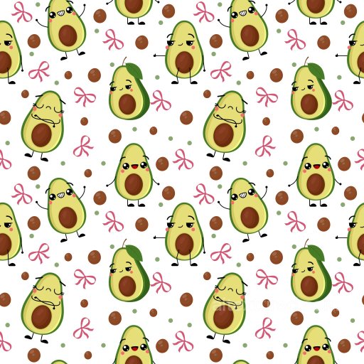 Pattern PBR Texture with Cute Avocado Characters and Playful Motifs seamless Pattern Bundle PBR texture