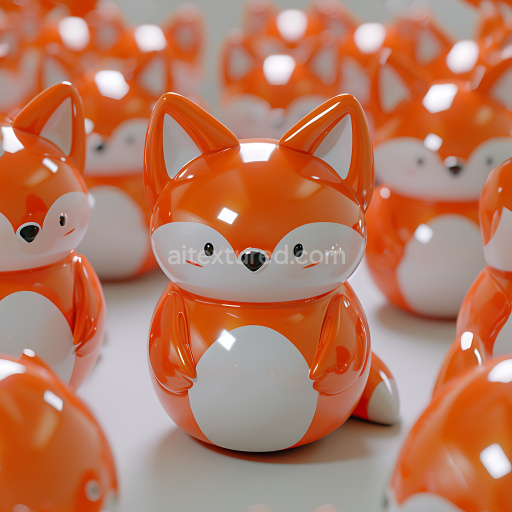 Seamless 3D Inflated PBR Texture Featuring Glossy Orange Vinyl Fox Shapes