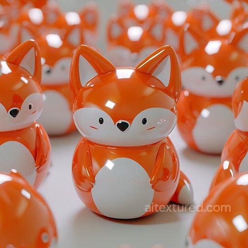 Inflated PBR Texture of Glossy Orange-White Vinyl Fox Toys seamless Inflated PBR texture
