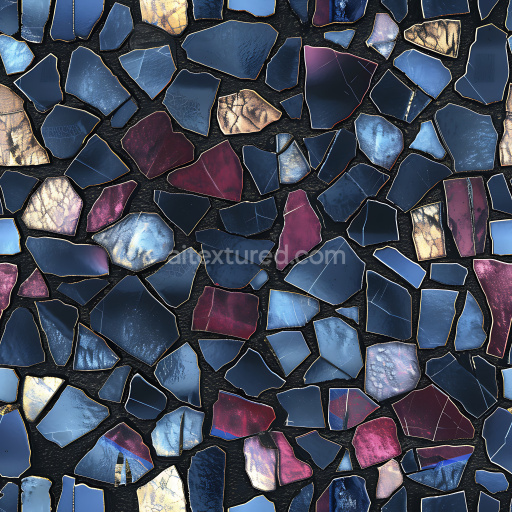 Seamless 3D Cracked Ceramic Tile Mosaic PBR Texture with Rich Color Variations