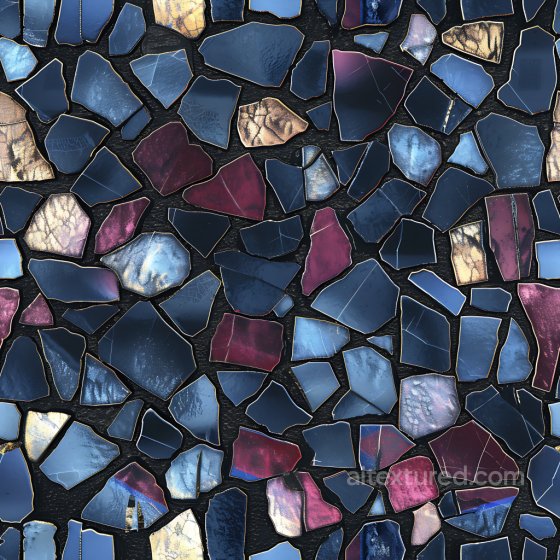 Cracked Ceramic Tile Mosaic PBR Texture with Rich Color Variations Cracked & Holes texture preview