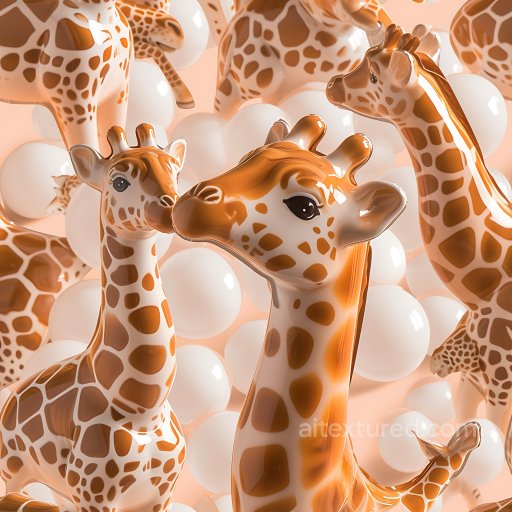 Inflated Glossy Vinyl Texture with Giraffe Spots Pattern seamless Inflated PBR texture
