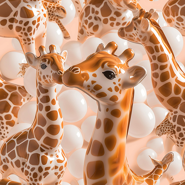 Inflated Glossy Vinyl with Giraffe Spots Pattern seamless PBR texture preview