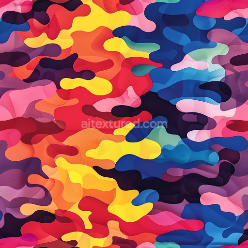 Seamless 3D PBR Camouflage Texture with Bright Abstract Organic Shapes