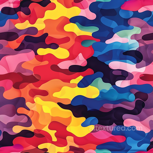 Camouflage Texture with Bright Abstract Organic Shapes seamless Color Camouflage PBR texture