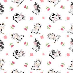 Pattern Bundle - Seamless 3D Pattern PBR Texture Featuring Adorable Cow Motifs and Soft Pink Floral Elemen… texture preview