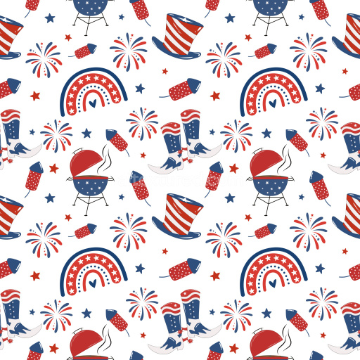 Pattern Bundle - Seamless 3D Pattern PBR Texture with 4th of July Americana Motifs in Red, White, and Blue texture preview