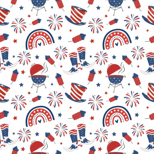 Pattern PBR Texture with 4th of July Americana Motifs in Red, White, and Blue seamless Pattern Bundle PBR texture