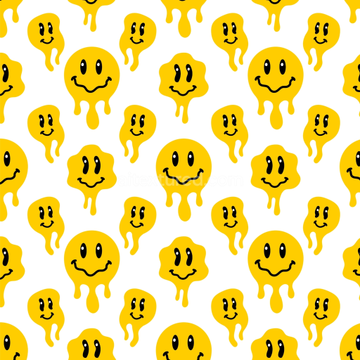 Seamless 3D PBR Texture of Yellow Dripping Happy Face Pattern