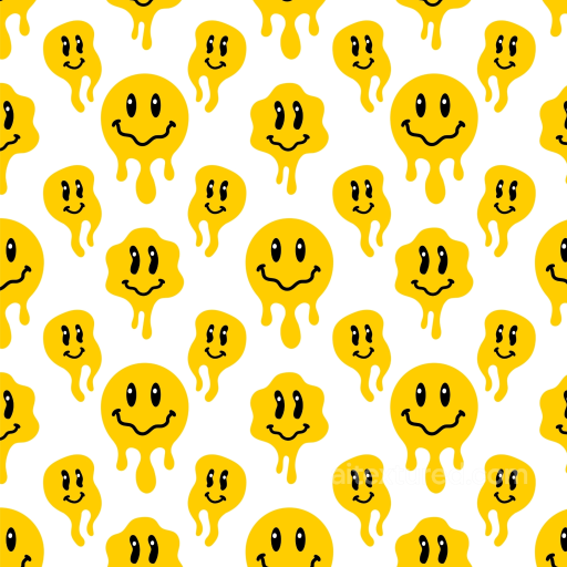 Yellow Dripping Happy Face Pattern Seamless Texture seamless Happy Face pattern PBR texture