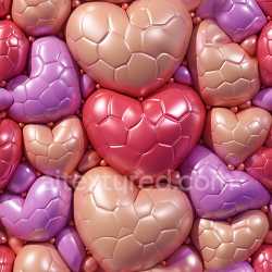 seamless Seamless 3D Inflated PBR Texture Featuring Multicolor Puffy Heart-Shaped Vinyl Cushioning texture 8k free download PBR