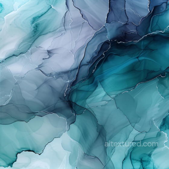 Alcohol Ink PBR Texture with Teal and Navy Fluid Waves and Delicate Veins Alcohol ink texture preview
