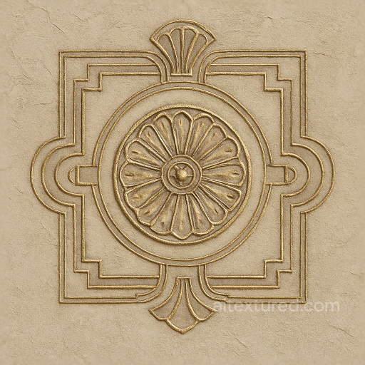 Art Deco Medallion Wallpaper With Textured Plaster Finish And Metallic Accents seamless Wallpaper PBR texture