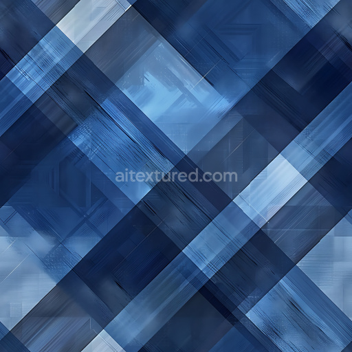 Seamless 3D PBR Texture of Blue Abstract Plaid with Layered Stripes