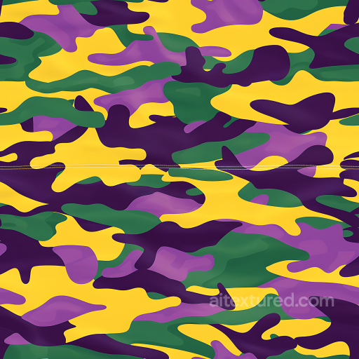 bright jungle camouflage PBR texture with yellow, purple, and green organic pattern seamless Color Camouflage PBR texture