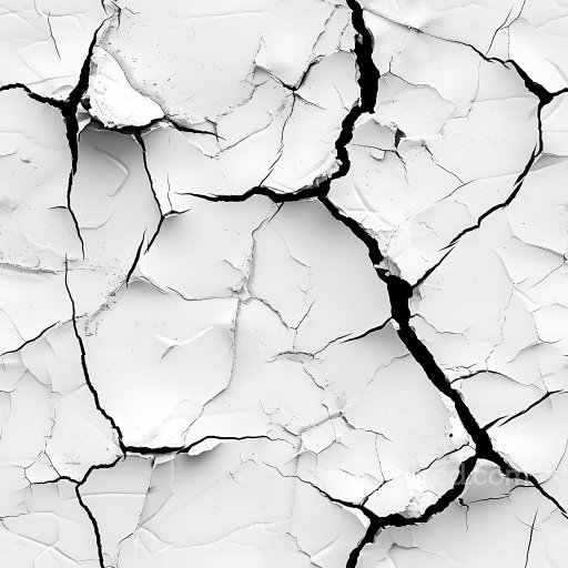 Cracked White Plaster PBR Texture with Deep Fractured Splits seamless Cracked & Holes PBR texture