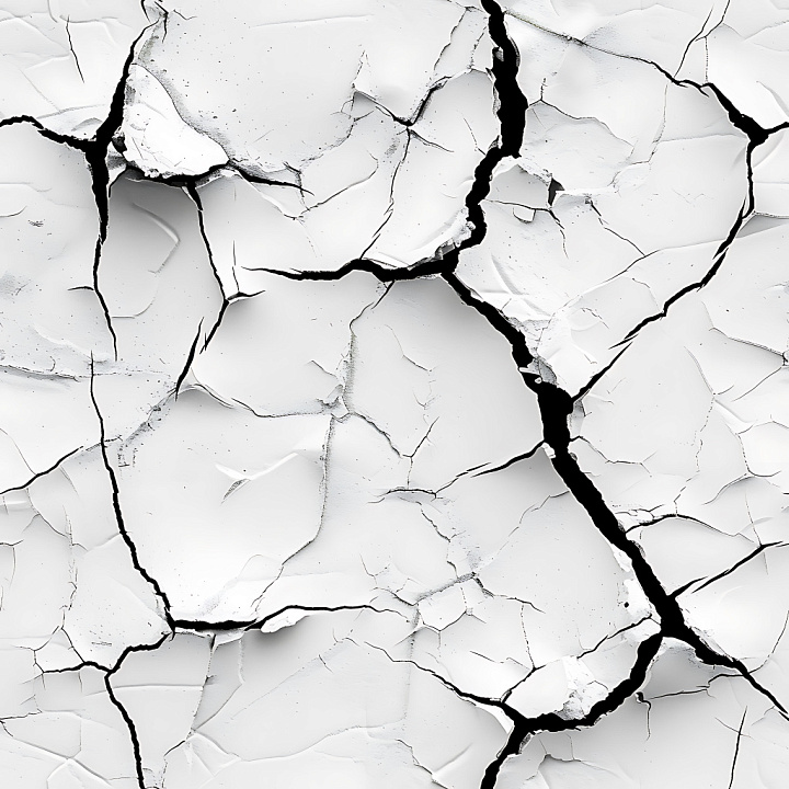 Cracked White Plaster with Deep Fractured Splits seamless PBR texture preview