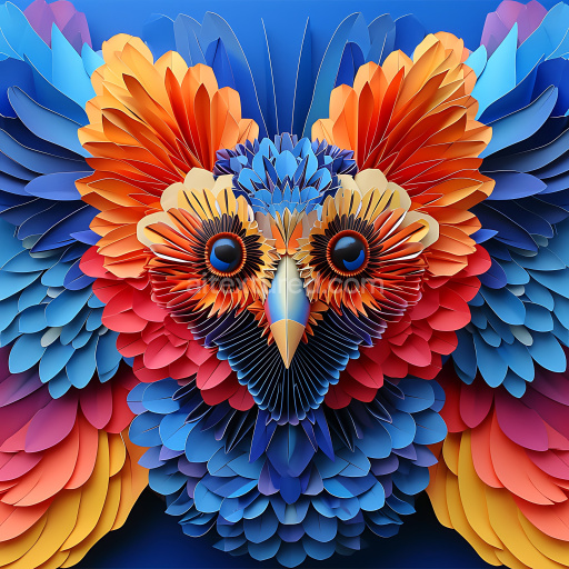 Seamless 3D PBR Texture Featuring Colorful Layered Feather Structure in Blue and Orange