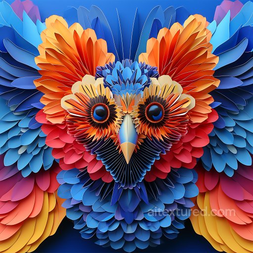 Animal - Seamless 3D PBR Texture Featuring Colorful Layered Feather Structure in Blue and Orange texture preview