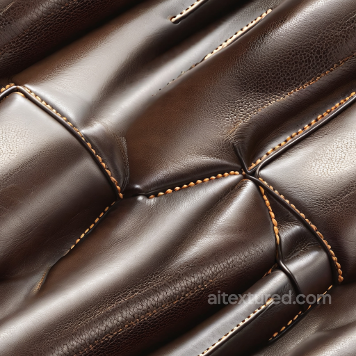 Quilted Dark Brown Leather PBR Texture with Stitched Panels seamless Leather PBR texture