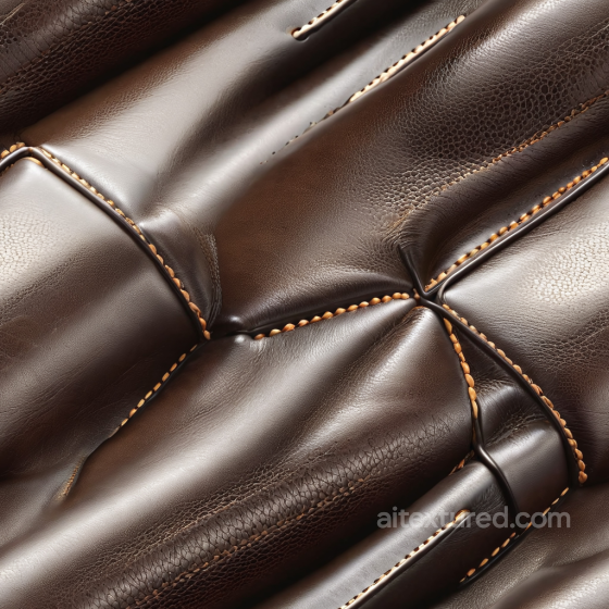 Quilted Dark Brown Leather PBR Texture with Stitched Panels Leather texture preview