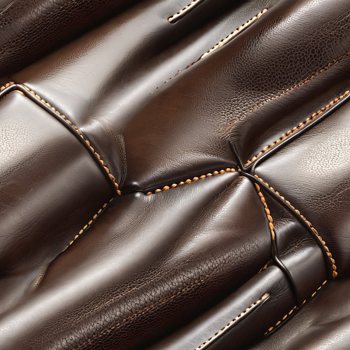 Quilted Dark Brown Leather with Stitched Panels seamless PBR texture preview