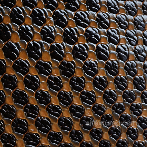 Reptilian Skin Texture Featuring Glossy Black and Brown Scales seamless Skin PBR texture