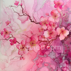 seamless Seamless 3D Alcohol Ink PBR Texture with Cherry Blossom Pink Swirls and Delicate Floral Veins texture 8k free download PBR