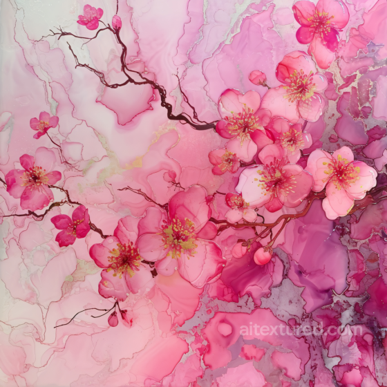 Alcohol Ink PBR Texture with Cherry Blossom Pink Swirls and Delicate Floral Veins Alcohol ink texture preview