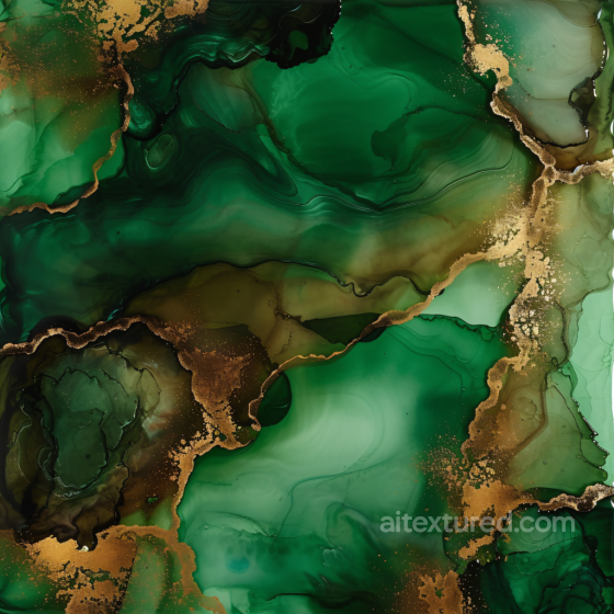 Alcohol Ink PBR Texture with Emerald Green Fluidity and Gold Veins Alcohol ink texture preview