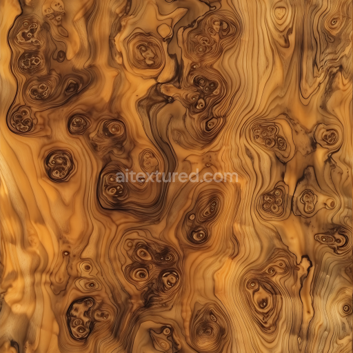 Seamless 3D Olivewood PBR Texture with Distinctive Knots and Grain Flow