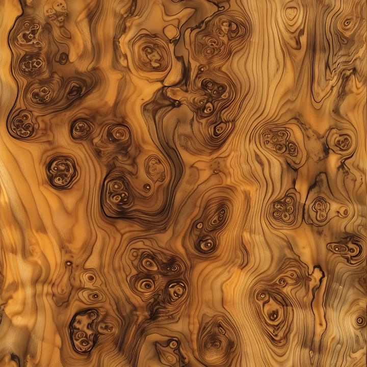 Olivewood with Distinctive Knots and Grain Flow Wood seamless PBR texture preview