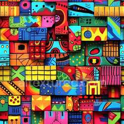 seamless Seamless 3D PBR Texture of Vibrant Abstract Graffiti Blocks with Painted Wood Finish texture 8k free download PBR