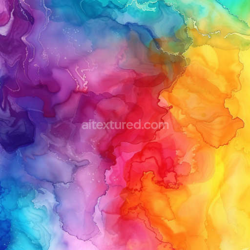 Seamless 3D Alcohol Ink PBR Texture Featuring Vibrant Rainbow Fluid Marbling
