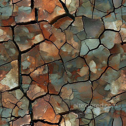 cracked and chipped rusty metal paint PBR texture with multicolor peeling surface seamless Cracked & Holes PBR texture