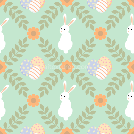 Seamless 3D PBR Texture Featuring Pastel Easter Bunnies, Eggs & Floral Motifs