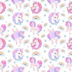 Pattern Bundle - Seamless 3D Pattern PBR Texture Featuring Pastel Unicorns and Rainbows texture preview