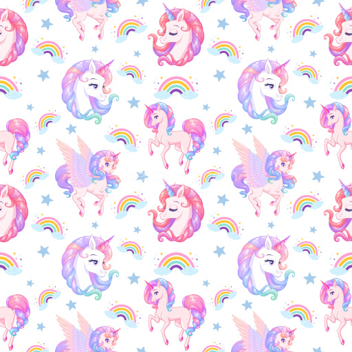 Pattern Bundle - Seamless 3D Pattern PBR Texture Featuring Pastel Unicorns and Rainbows texture preview