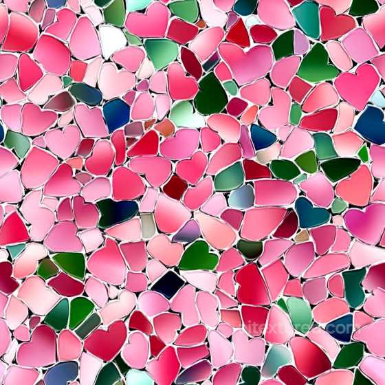 Heart-Shaped Colorful Mosaic PBR Texture with Glossy Ceramic Tiles Mosaic texture preview